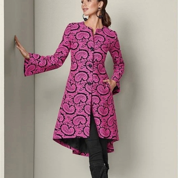 VENUS Pink Black A-line Bell Sleeve Jacket - Picture 1 of 11